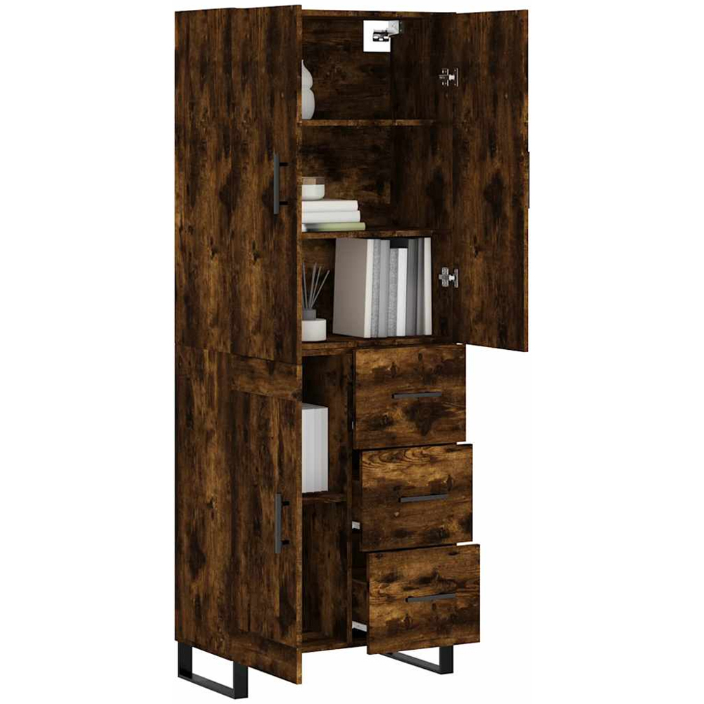vidaXL 3 Door 3 Drawer 5 Shelf Smoked Oak Highboard Image 3