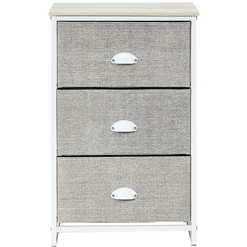 Costway 3 Drawer White Bedside Table Image 3