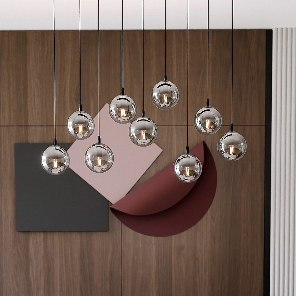 Emibig Cosmo 9 Light Graphite Shade Black E14 Ceiling Pendant Light Image 4
