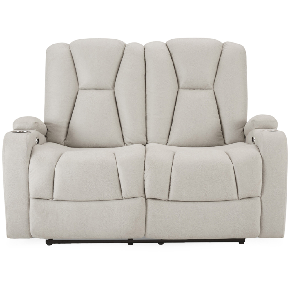 Home Detail Hannah 2 Seater Light Grey Air Leather Electric Recliner Sofa Image 3