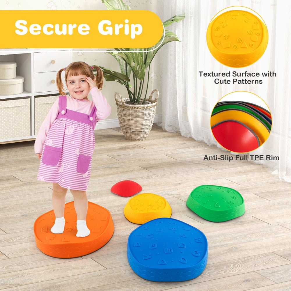 Costway Kids Multicolour 5 Piece Stackable Non Slip Stepping Stone Image 6
