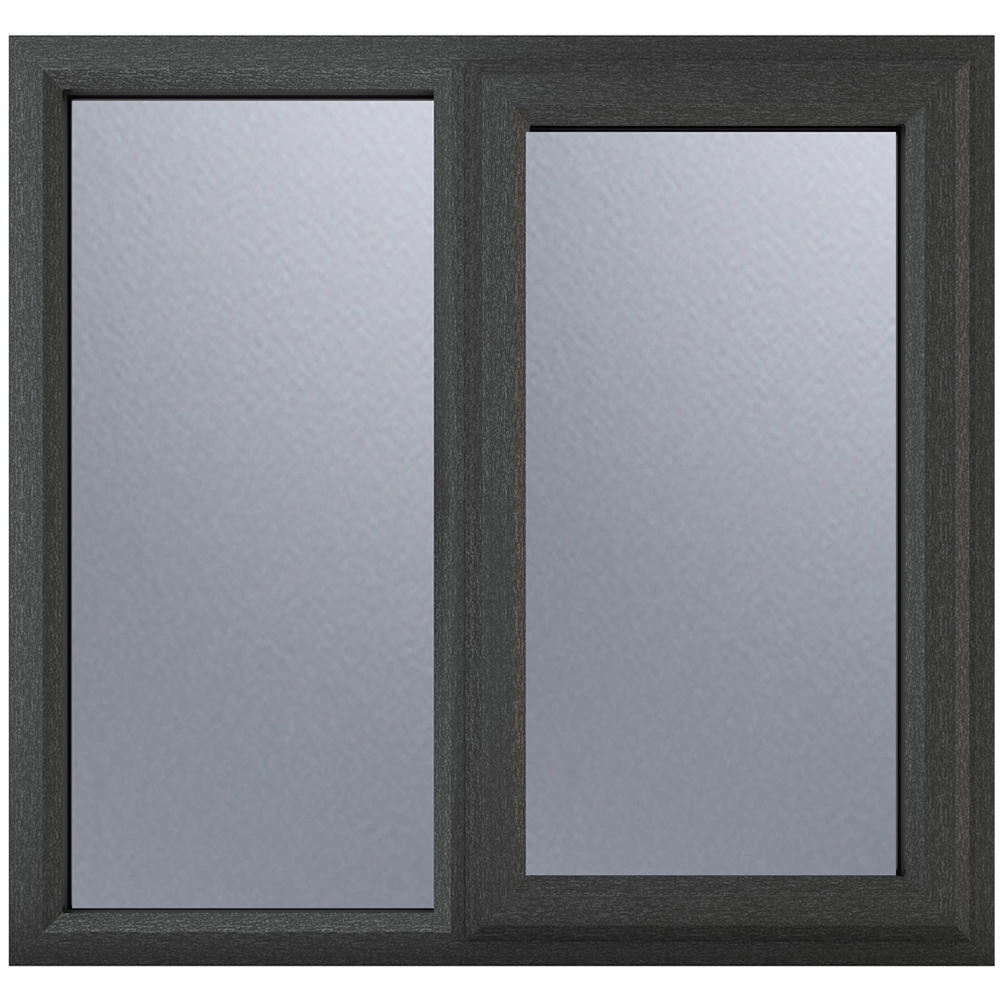Crystal uPVC Triple Glazed Window RH Side Hung Next to a Fixed Grey White Obscure Glass 1190x965mm Image 1
