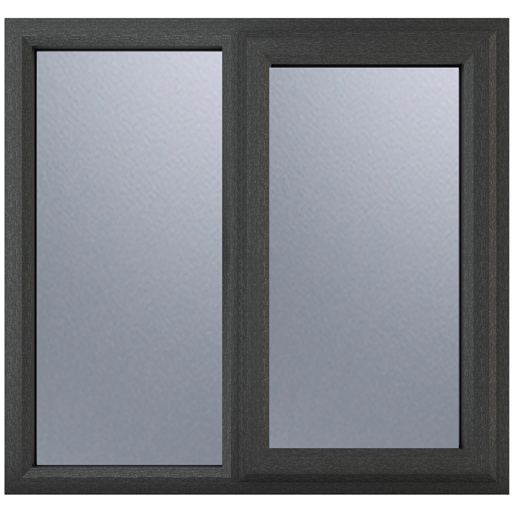 Crystal uPVC Triple Glazed Window RH Side Hung Next to a Fixed Grey White Obscure Glass 1190x1190mm Image 1