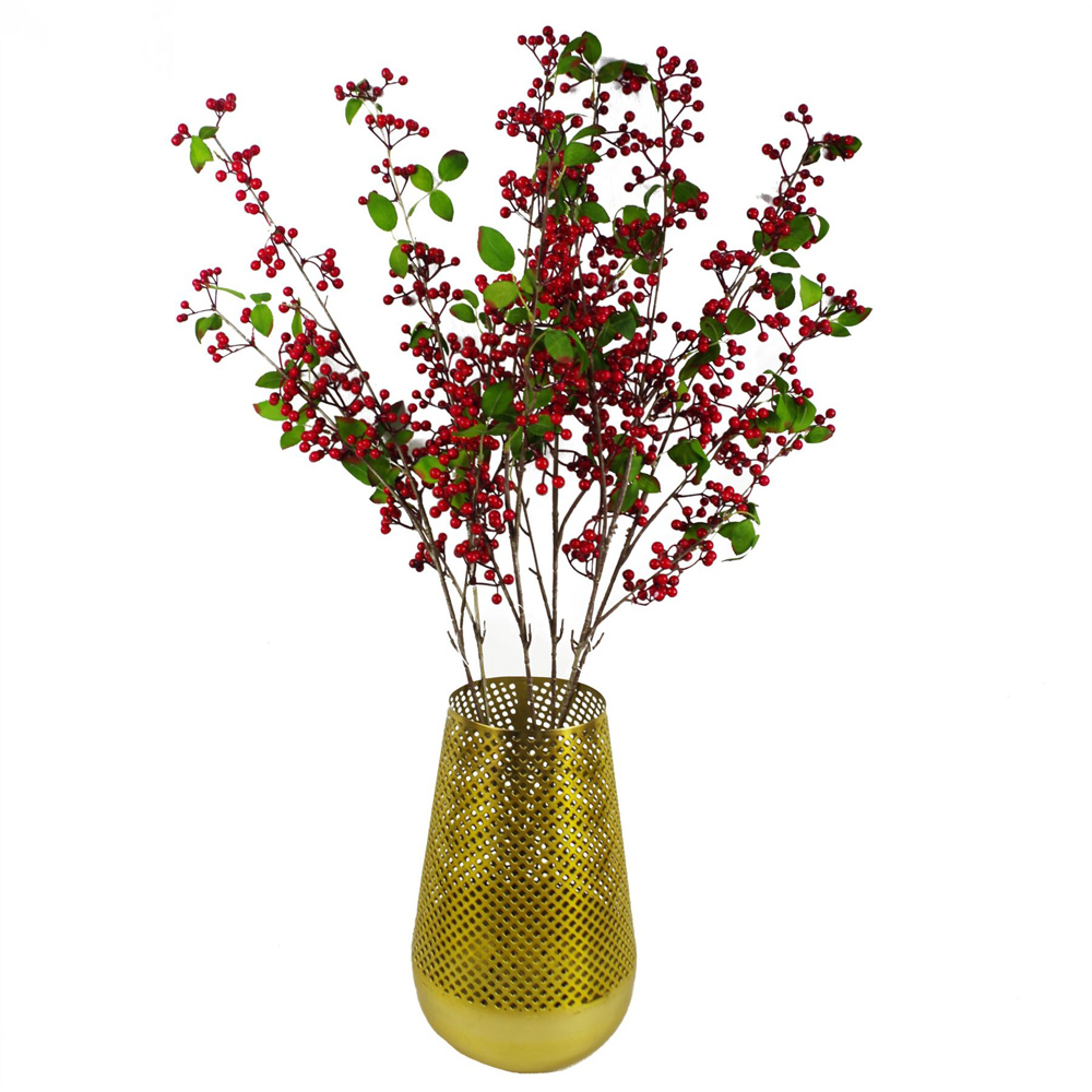 Leaf Single Red Christmas Berry Spray 80cm Image 3