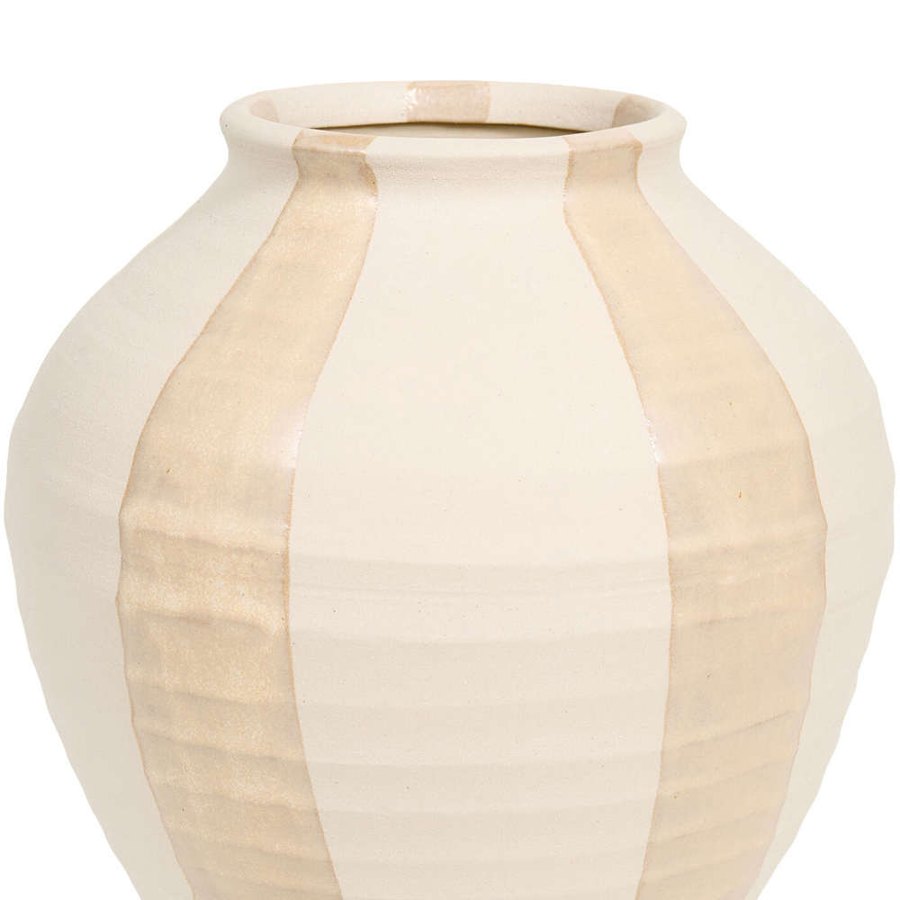 Margot Striped Stone Vase Neutral Image 4