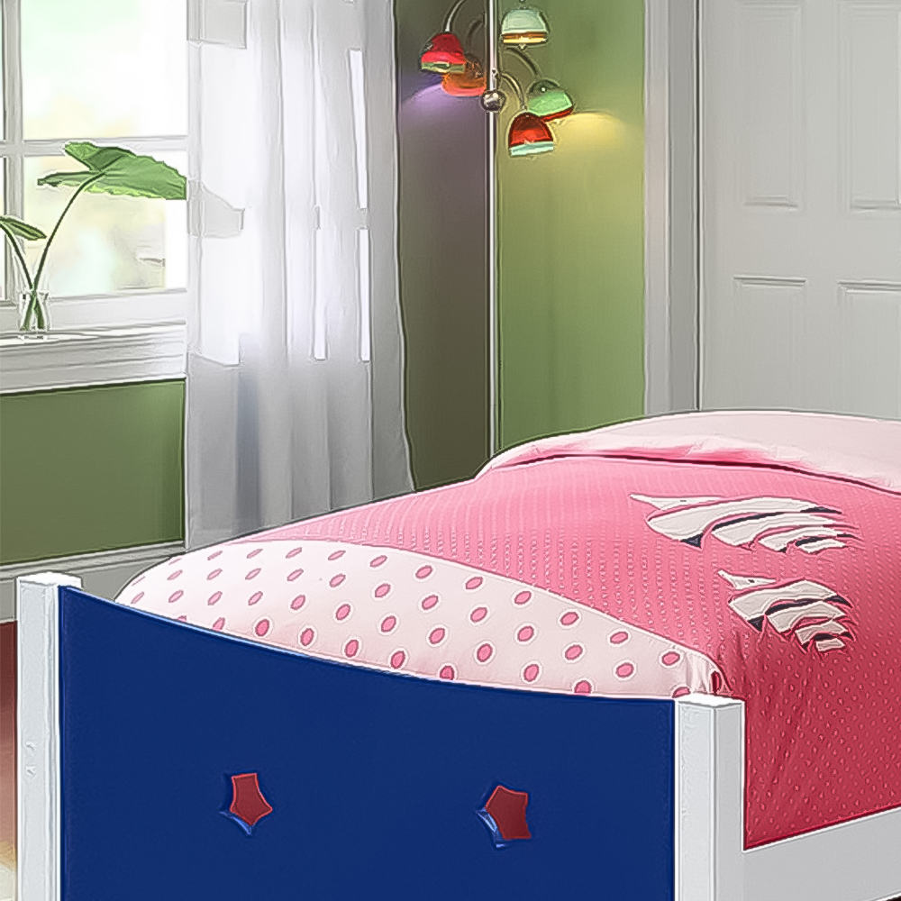 Brooklyn Single Blue Wooden Star Childrens Bed Frame Image 2