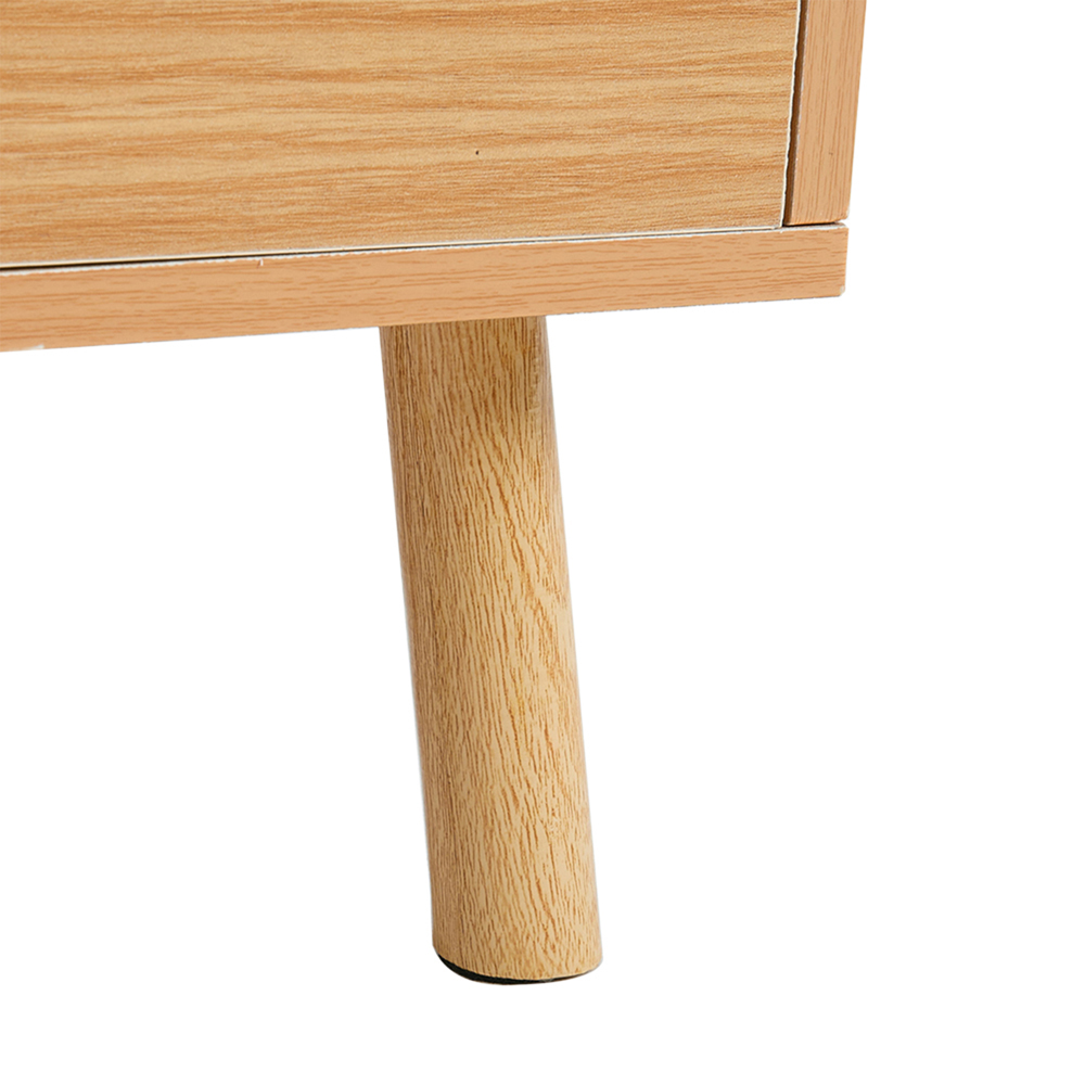 Living and Home 2 Drawer Natural Wooden Bedside Table with Raised Edge Guard Image 3