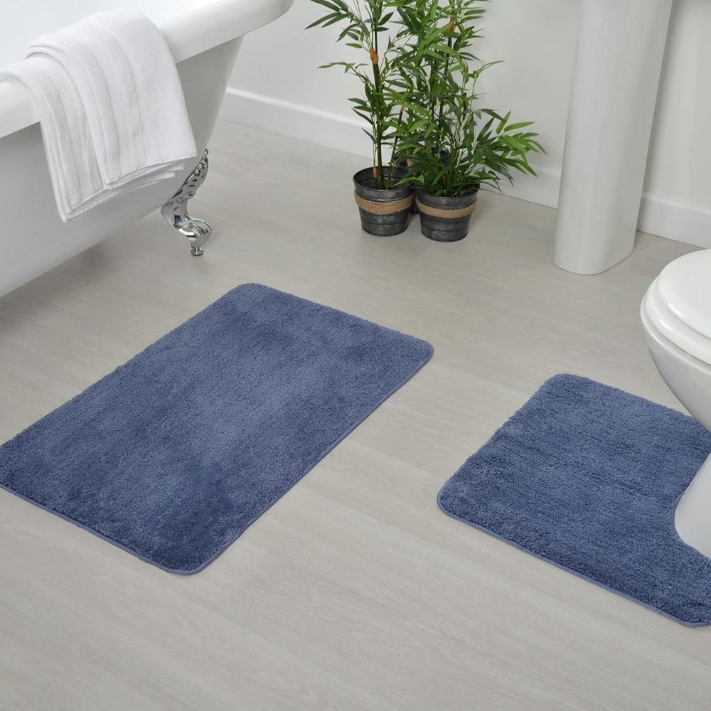 Allure Bath Fashions Mid Blue Microfibre Luxury Non-Slip Bath Mat 50 x 80cm Image 2