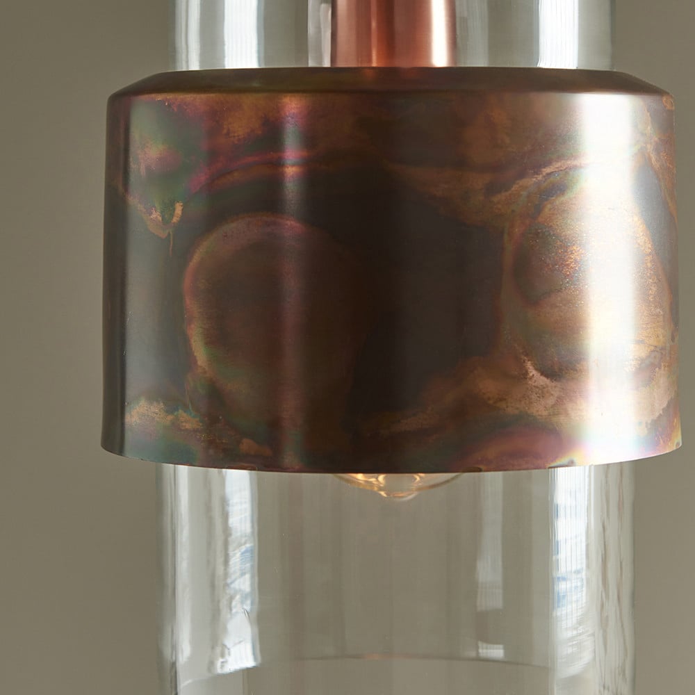 Merano Palermo Copper Patina and Clear Glass Pendant Ceiling Light Image 4