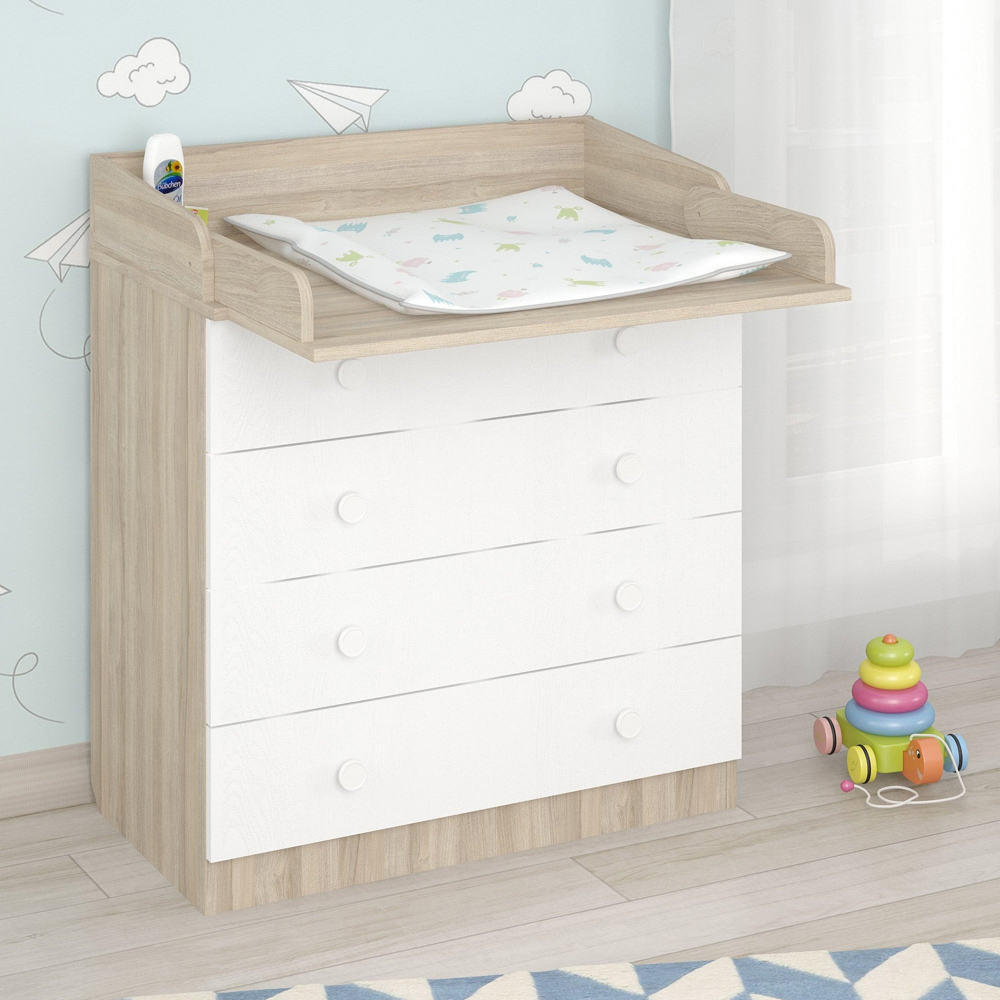 Shefa 800 4 Drawer Elm and White Kids Changing Dresser Image 6