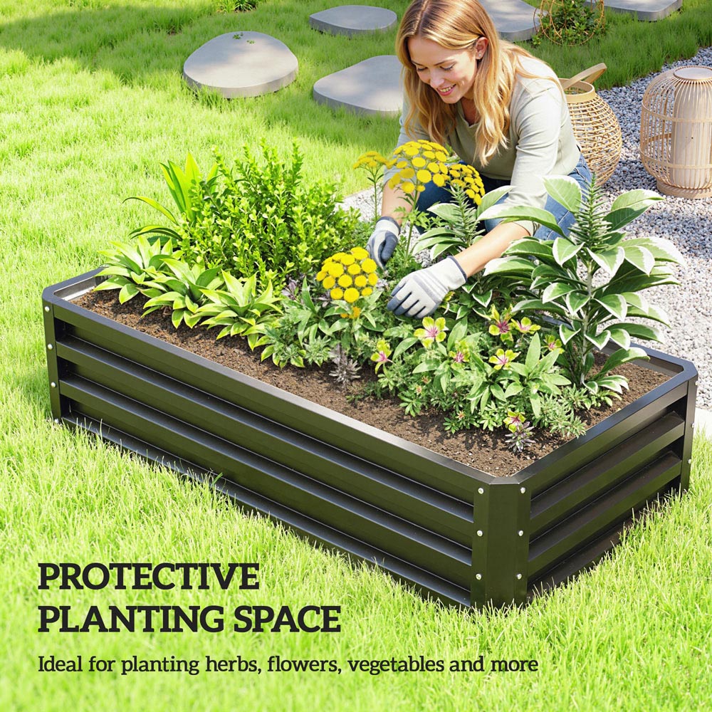 Outsunny Grey Galvanised Steel Raised Garden Bed Planter 30.5 x 60 x 120cm Image 6