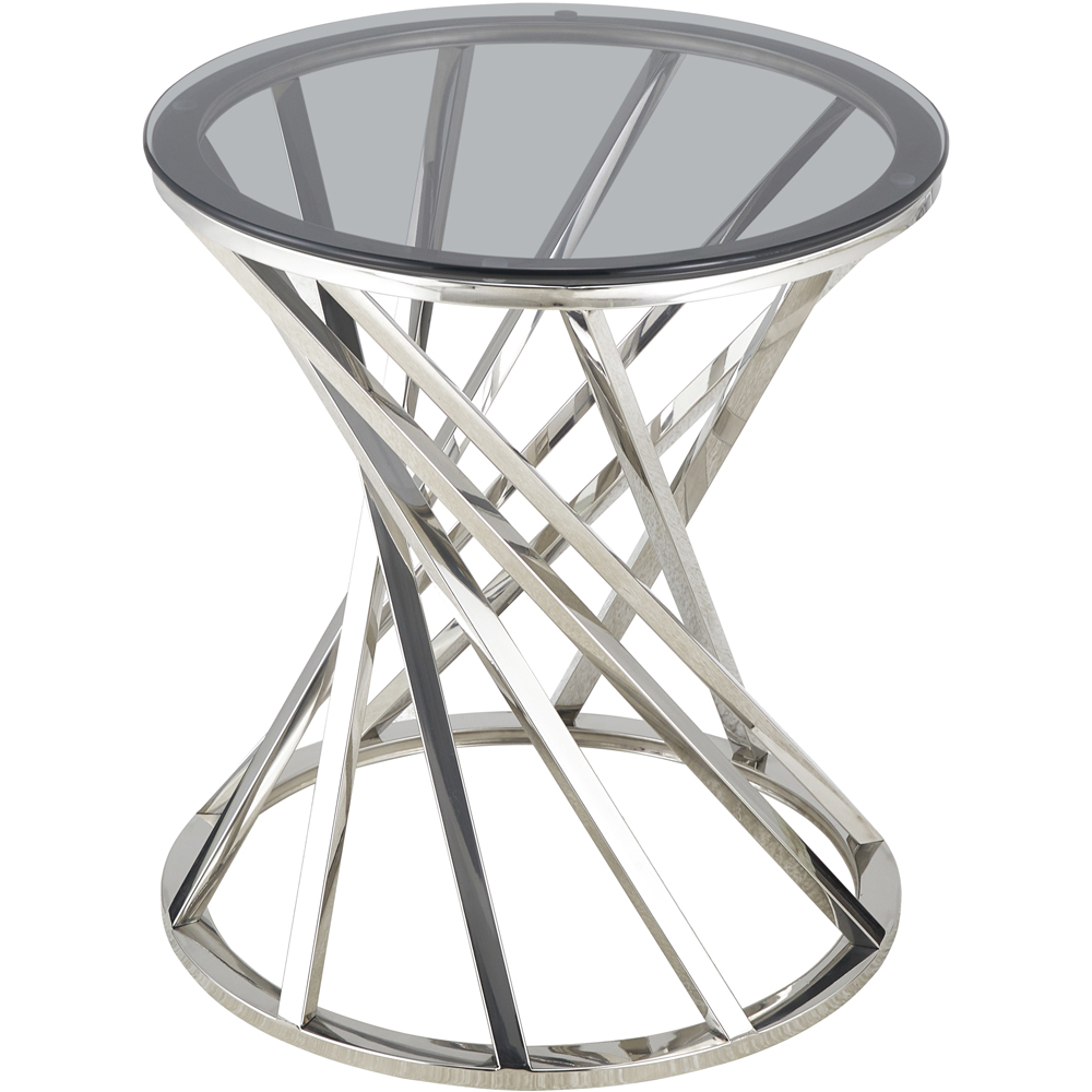 Comfy Living Silver Round Tinted Glass Side Table Image 3