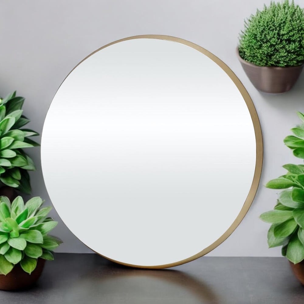 Acacia Home Gold Bevelled Round Wall Mirror 50cm Image 2