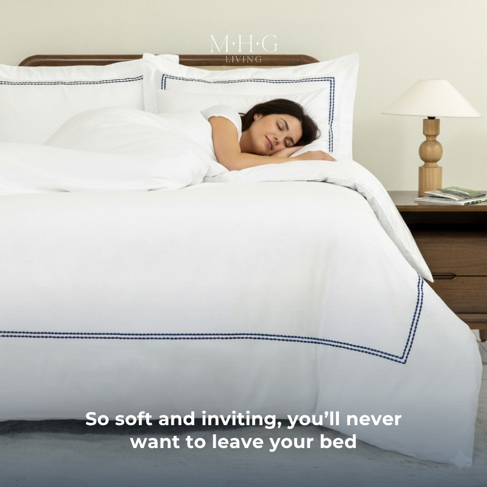 MHG Living Double Kensington Navy 200 Thread Count Duvet Cover Set Image 4