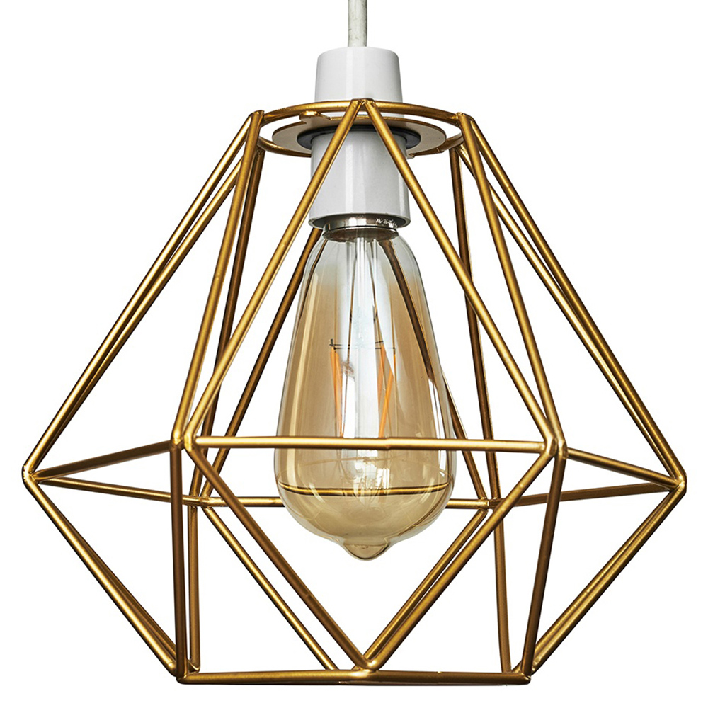 ValueLights Diablo Gold Industrial Wire Frame Pendant Shade Image 1