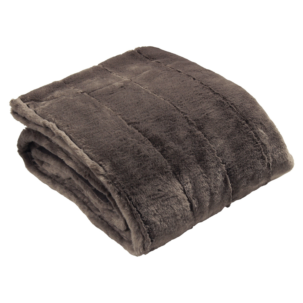 Paoletti Empress Taupe Large Faux Fur Throw 140 x 200cm Image 3