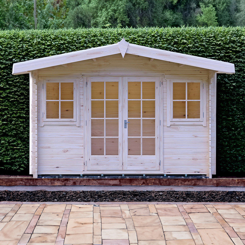 Shire Clipstone 12 x 8ft Double Door Pressure Treated Wooden Log Cabin Image 4