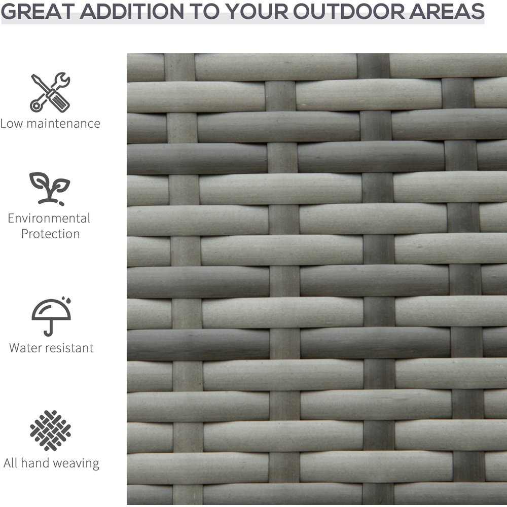Outsunny 2 Seater Grey Rattan Bench Image 5