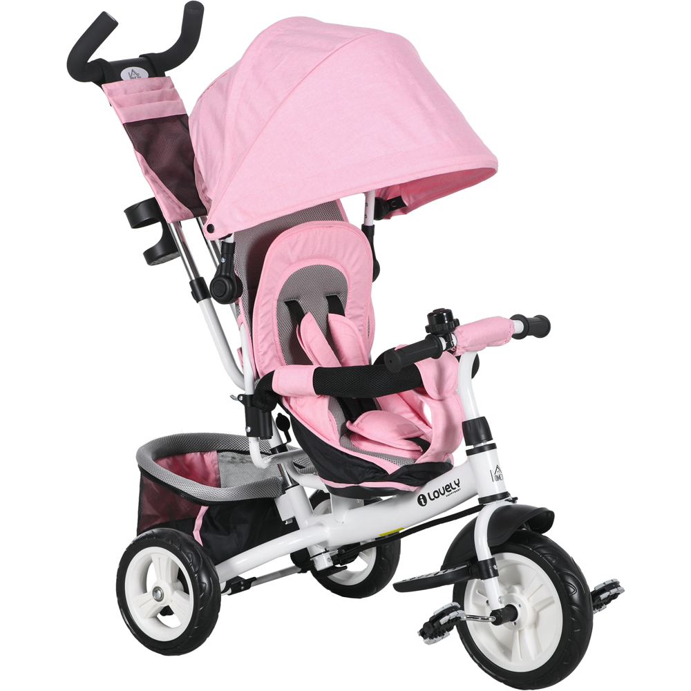 Tommy Toys Pink 6 in 1 Kids Trike with Parent Handle Green Image 1