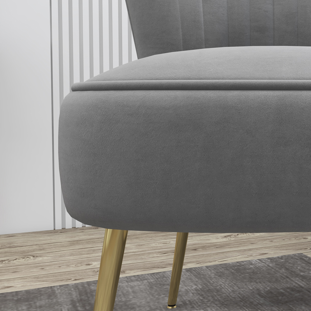 Portland Grey Velvet Accent Chair Set of 2 Image 3