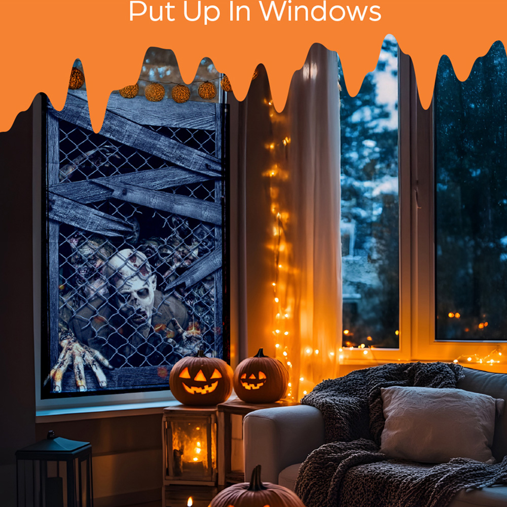 Benross Creepy Zombie Halloween Window Backdrop 120cm Image 3