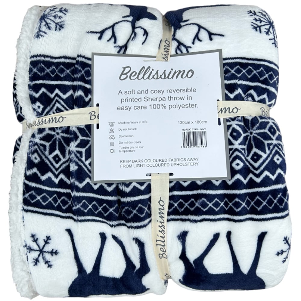 Bellissimo Nordic Navy Sherpa Fleece Throw 130 x 180cm Image 3