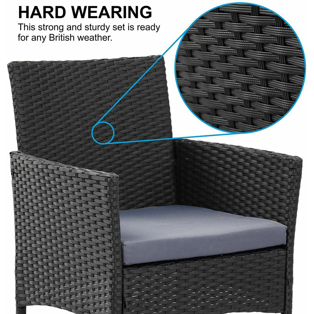 Roger 4 Seater Black Rattan Outdoor Sofa Set with Table and Seat Cushions Image 6