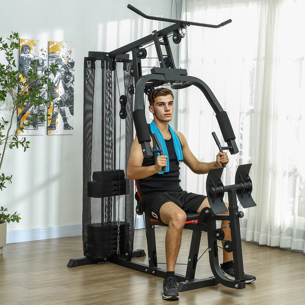 SPORTNOW Multi Exercise Compact Gym Workout Station with Weight Stack Image 2