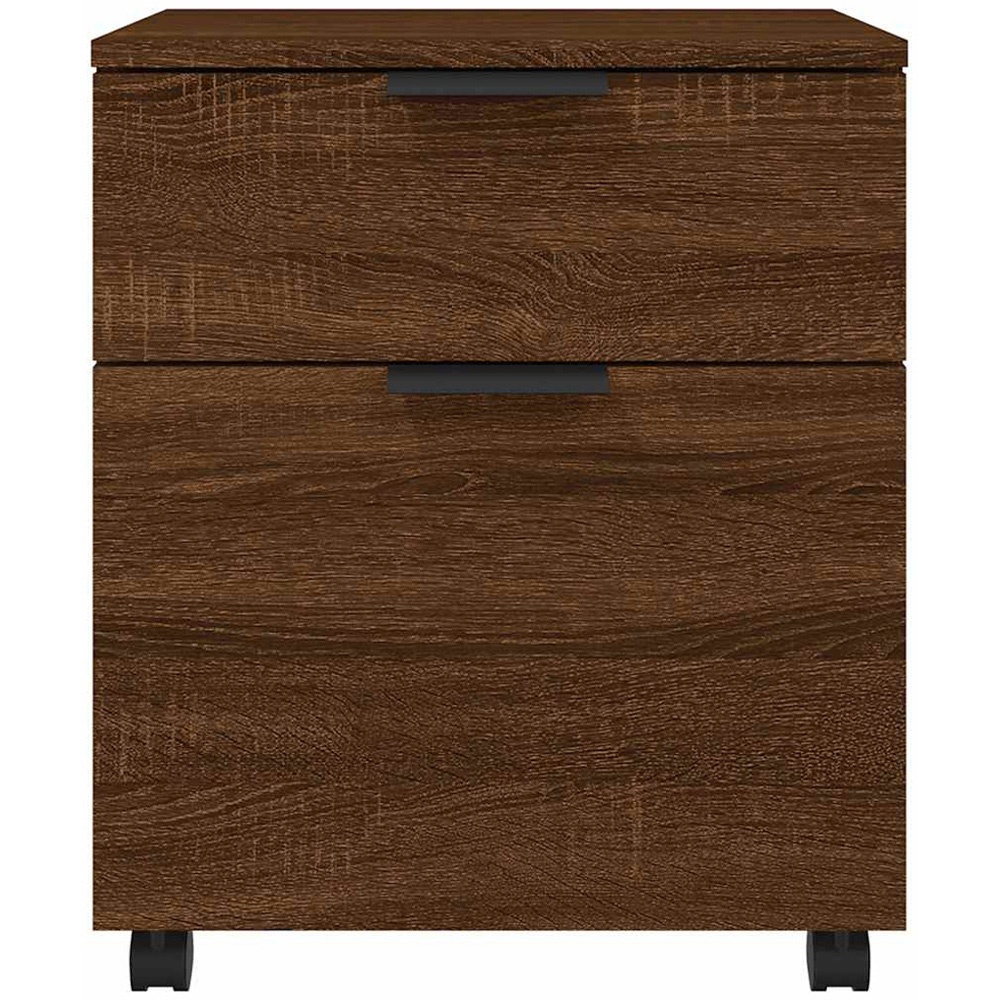 vidaXL Single Door Single Drawer Brown Oak File Cabinet with Swivel Wheels Image 3