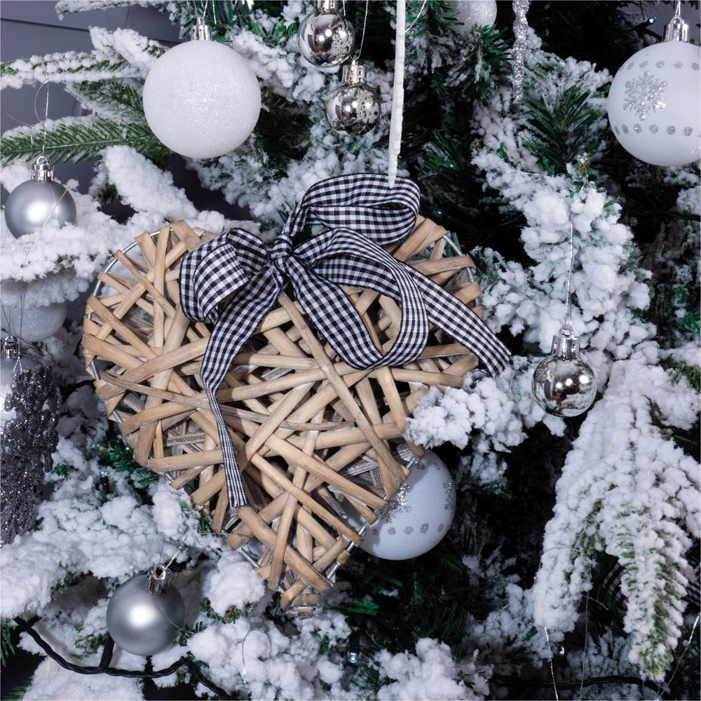 St Helens Light Grey Wicker Woven Willow Heart Christmas Decoration Image 3