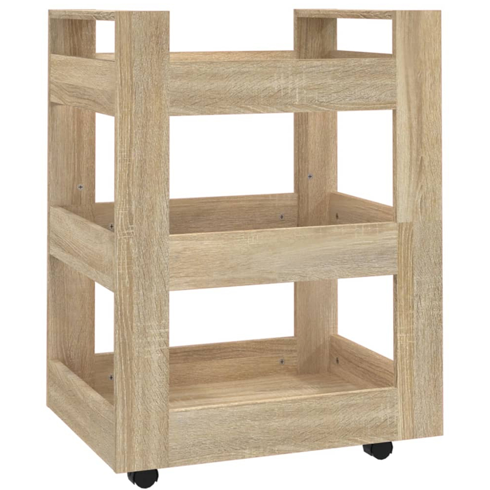 vidaXL 3 Shelf Sonoma Oak Kitchen Trolley Image 2