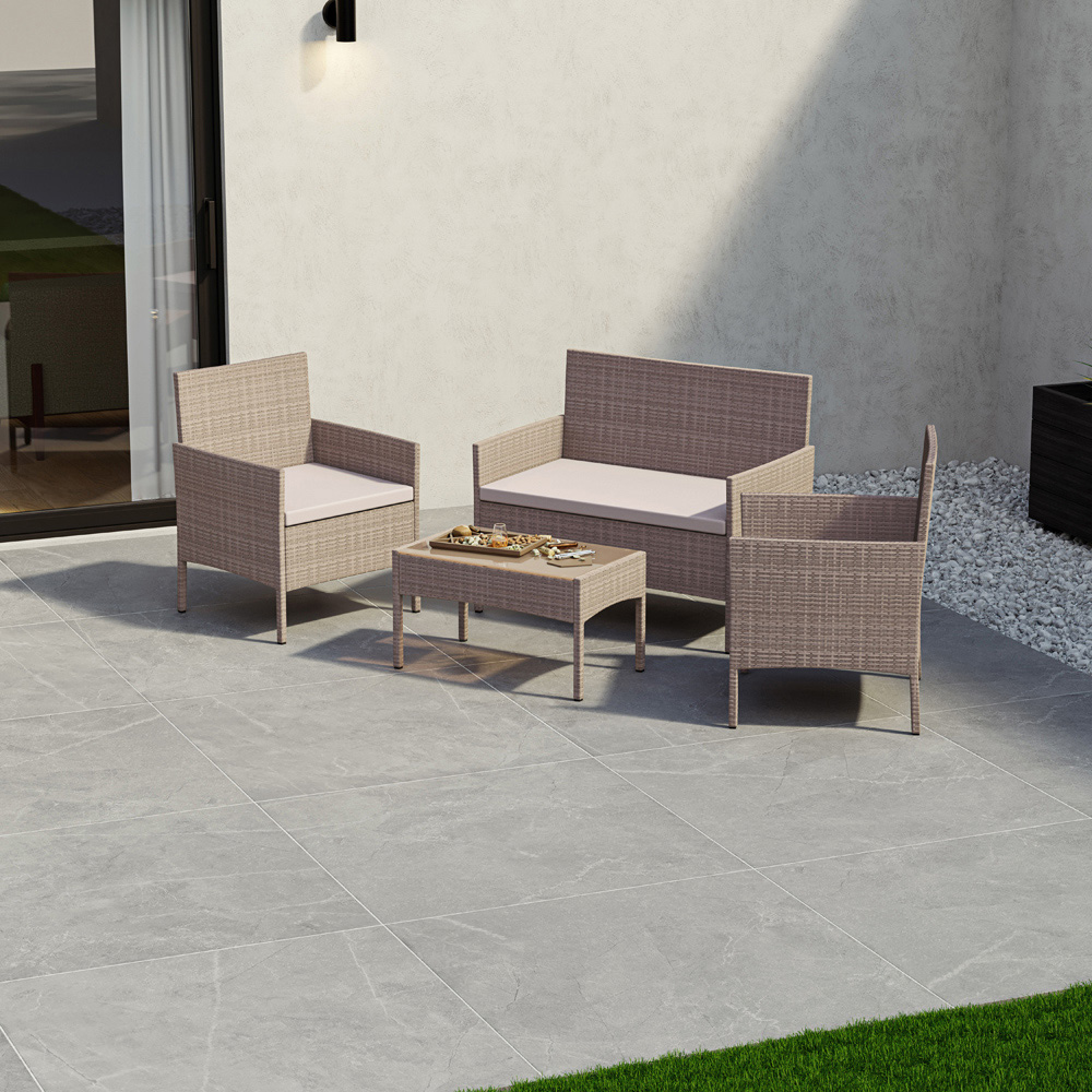 GARDEN VIDA Kendal 4 Seater Natural PE Rattan Garden Lounge Set Image 8