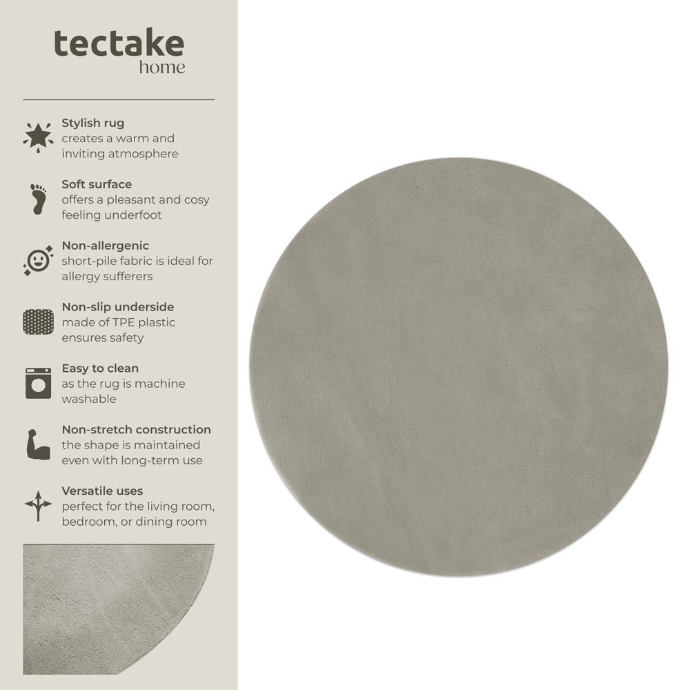 tectake Zonelle Sand Short Pile Ultra Soft Rug 120 x 120cm Image 7