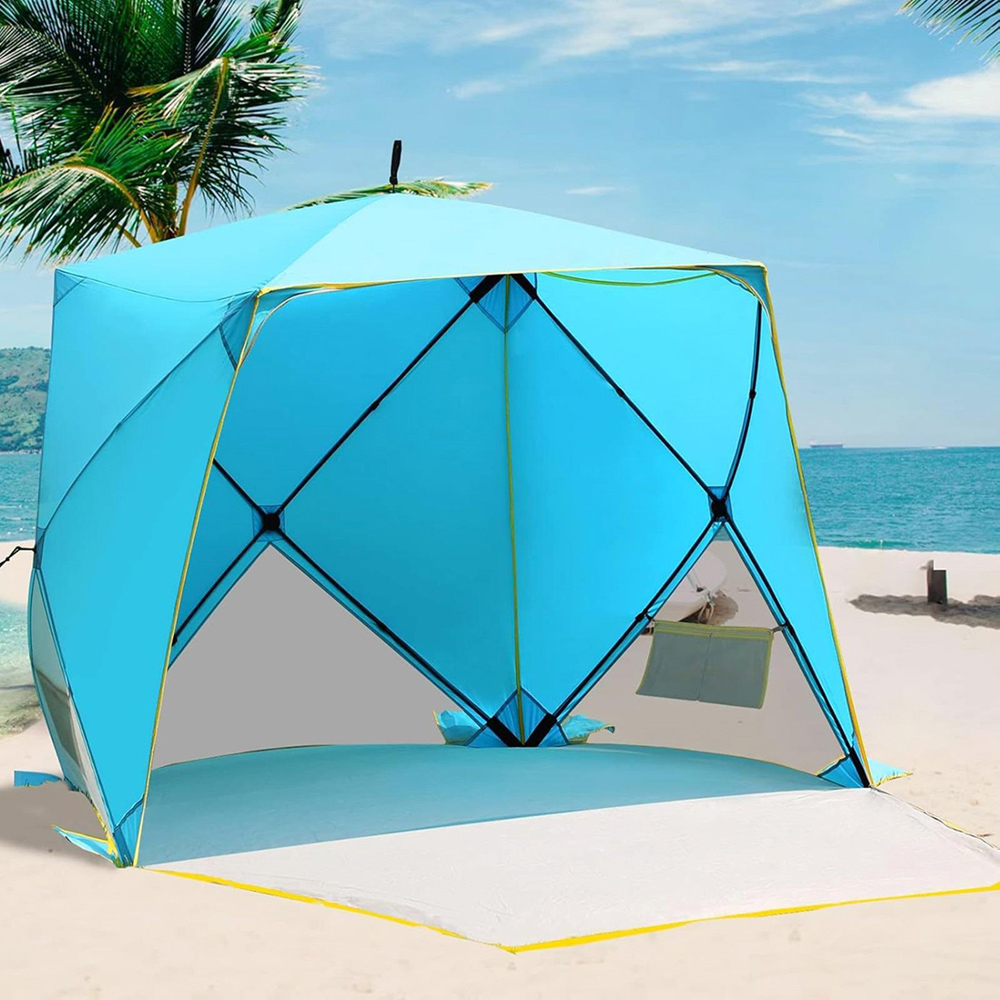 Gr8 Garden 4 Person Blue UPF50+ UV Pop Up Family Beach Tent Image 8