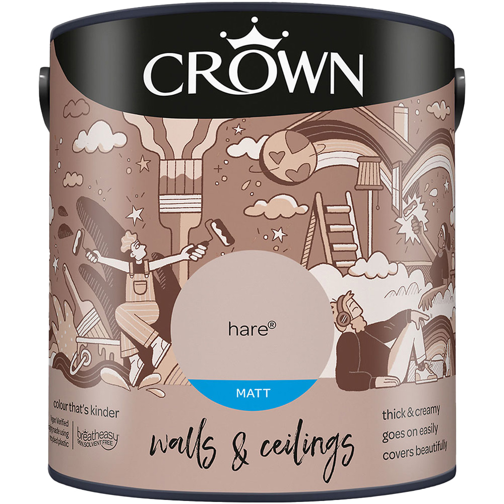 Crown Breatheasy Walls & Ceilings Hare Matt Emulsion Paint 2.5L Image 2