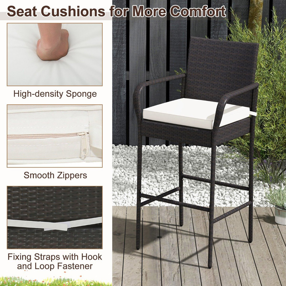 Costway Wicker Bar Stool Set of 2 Image 7
