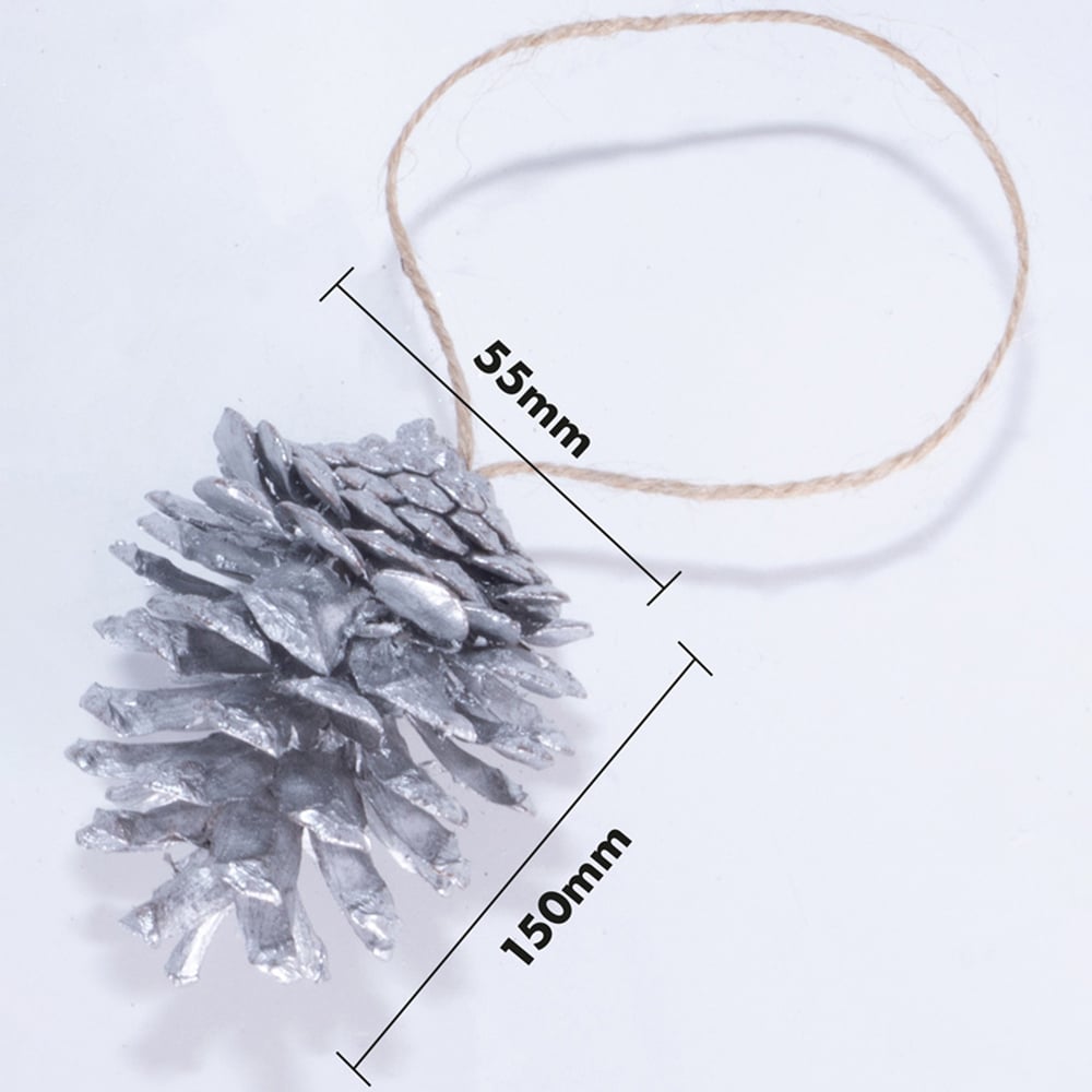 St Helens Silver Hanging Pinecones Ornaments 6 Pack Image 7
