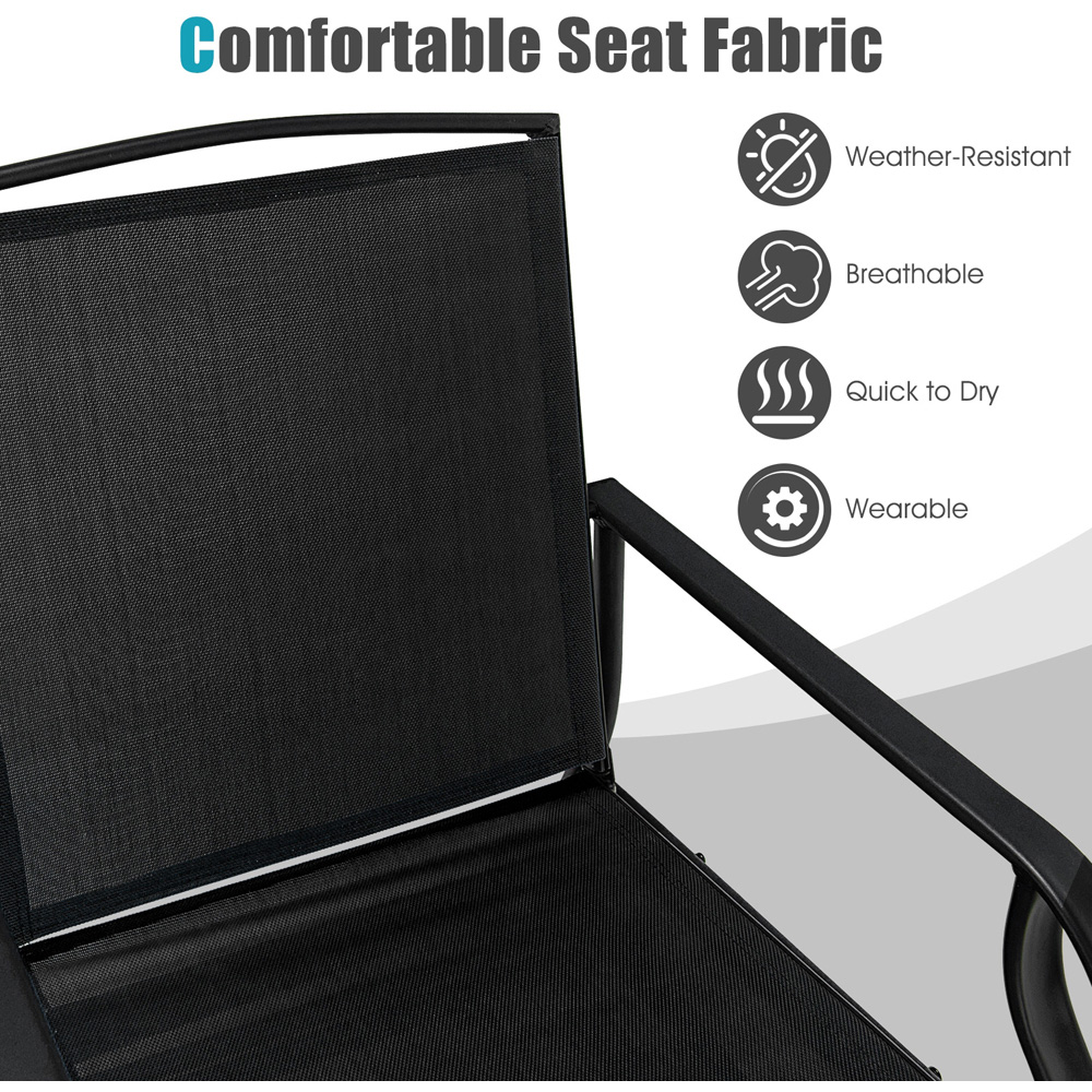 Costway Black Outdoor Double Swing Glider Chair with Table and Umbrella Hole Image 7