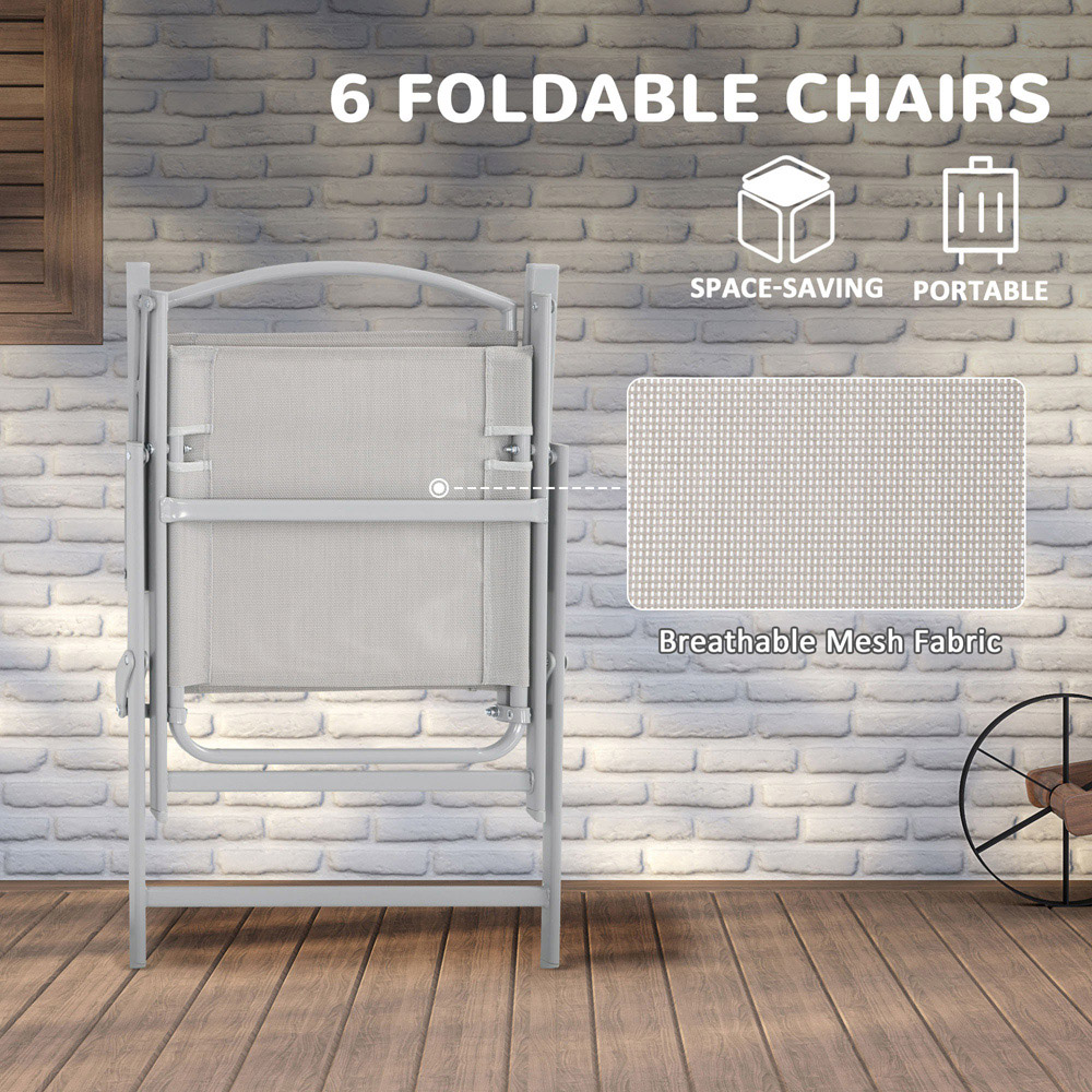 Outsunny 6 Seater Garden Dining Set with Parasol Tempered Glass Top Grey Image 5