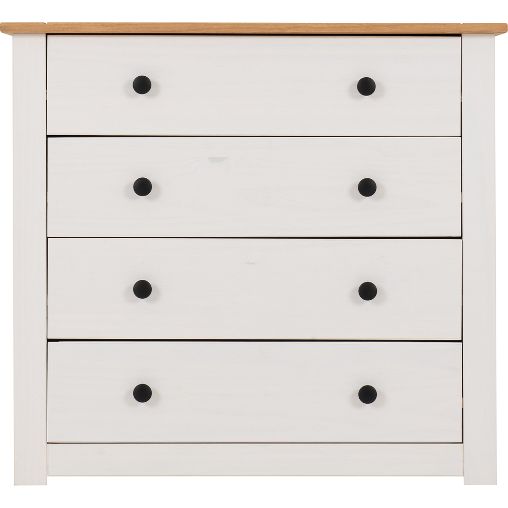 Seconique Panama 4 Drawer White and Natural Wax Chest of Drawers Image 3