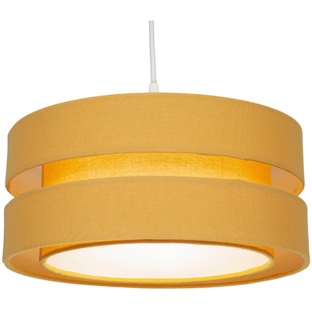 Happy Homewares 3 Tier Ochre Linen Fabric Pendant Shade Image 3
