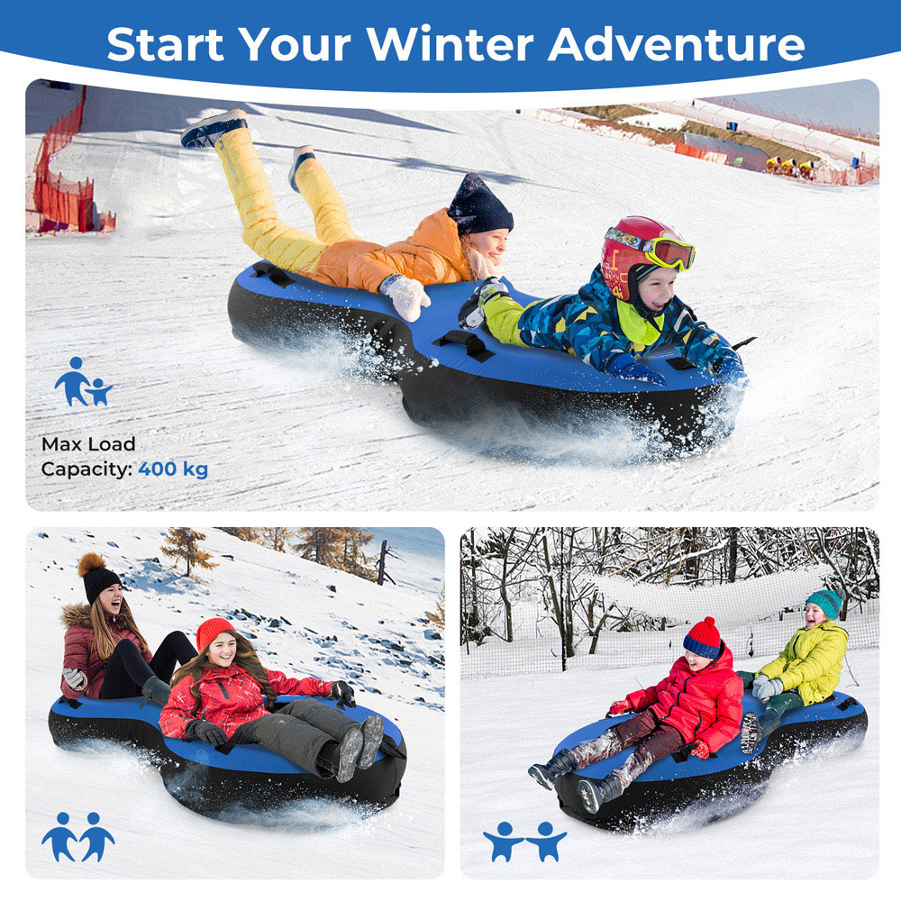 Costway 2 Person Blue Inflatable Snow Tube Image 8