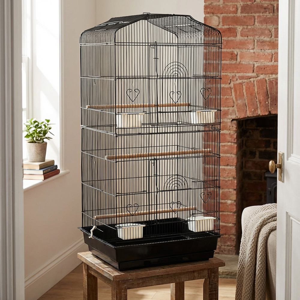 Midnight Black Metal Bird Cage Image 5