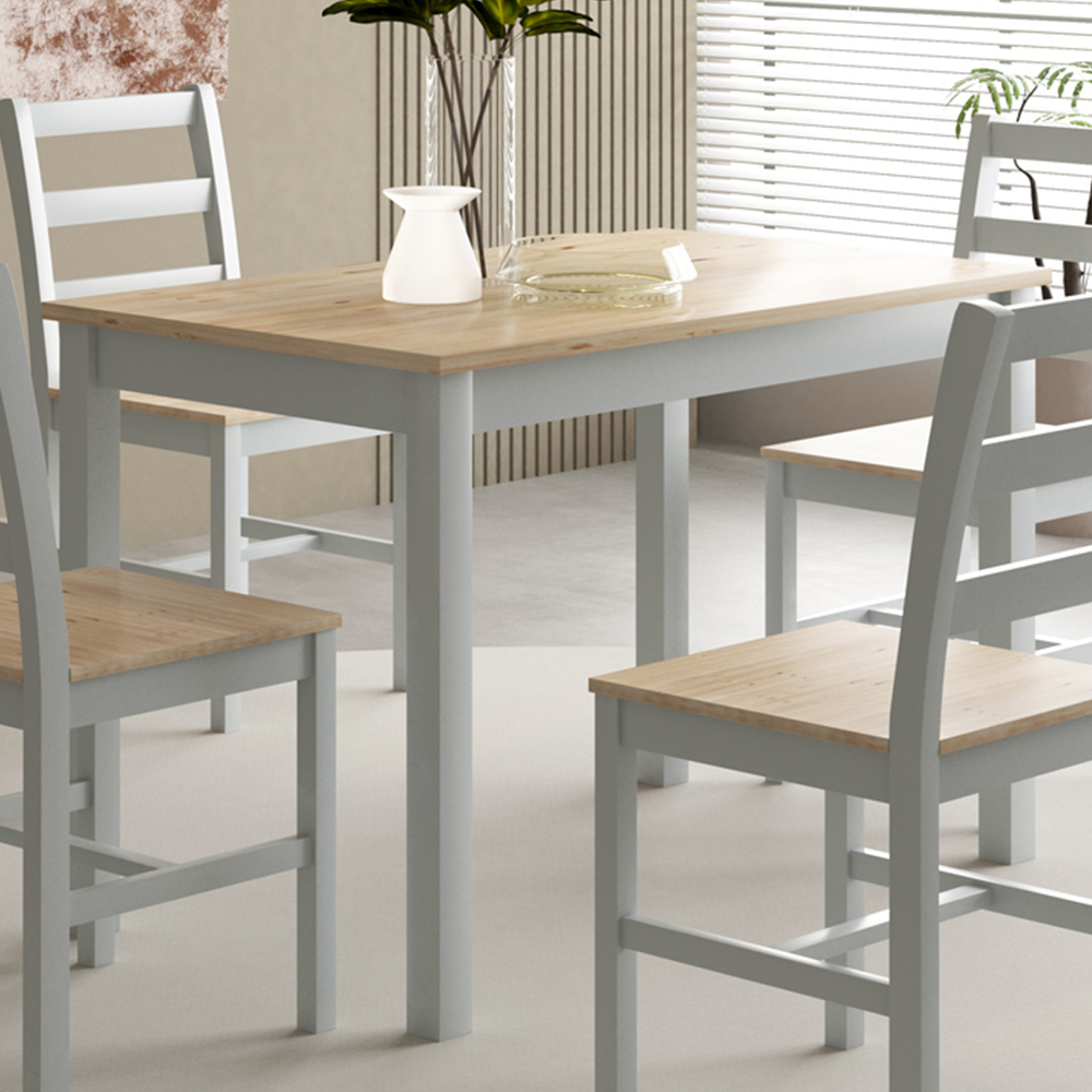 Comfy Living 4 Seater Wooden Dining Set Grey and Natural Image 2