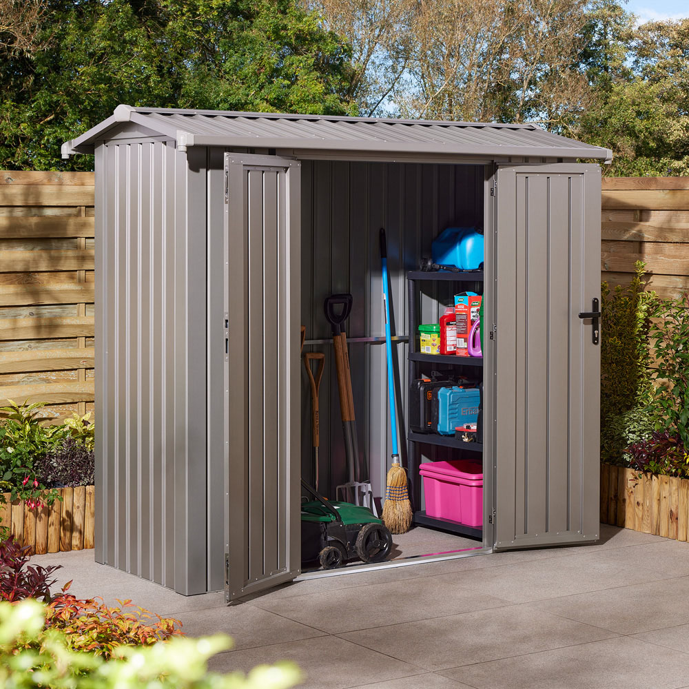 Rowlinson 8 x 4ft Grey Brentvale Premium Apex Metal Garden Shed Image 9