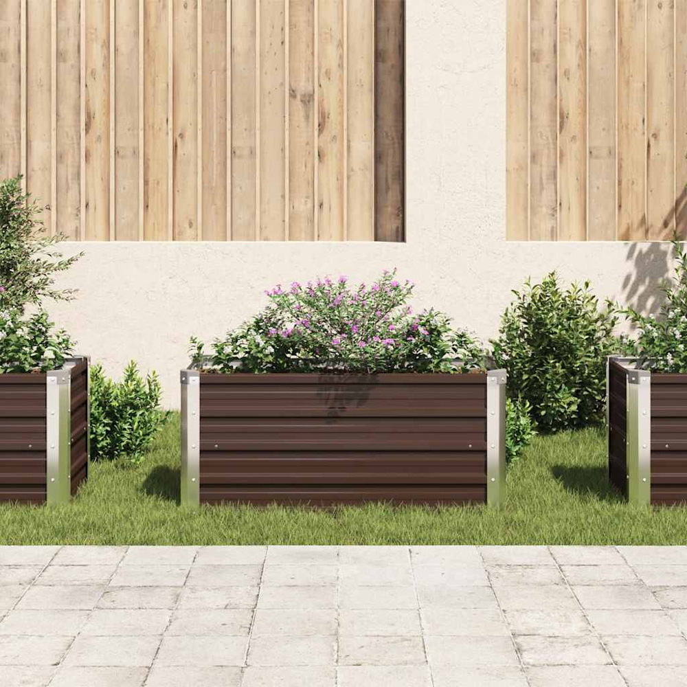 vidaXL Brown Galvanised Steel Raised Garden Bed 100 x 40 x 45cm Image 2