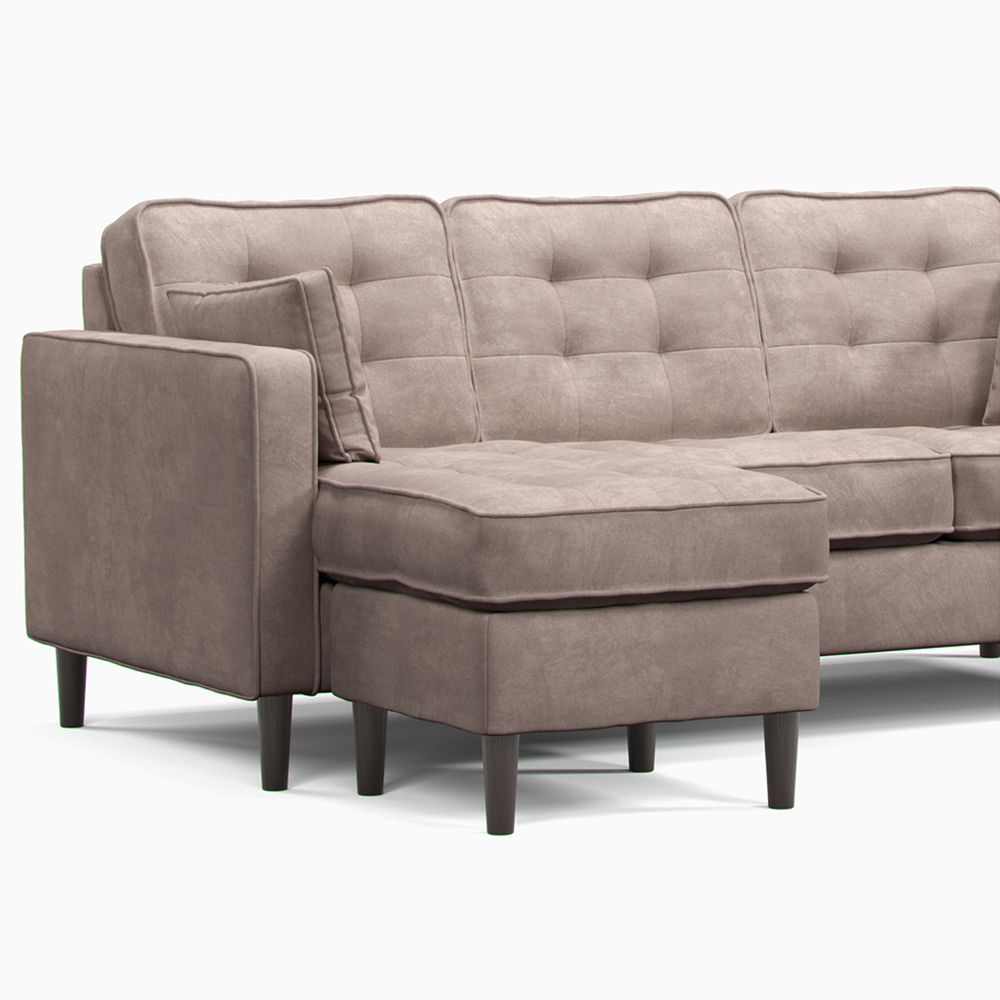 Eden 3 Seater Pewter Chenille Reversible L Shaped Corner Sofa Image 6