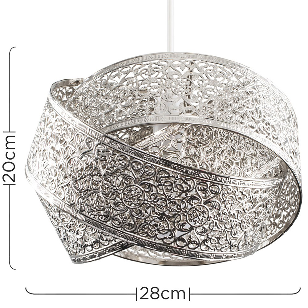 ValueLights Hacienda Intertwined Brushed Chrome Ceiling Pendant Light Lamp Shade Image 5