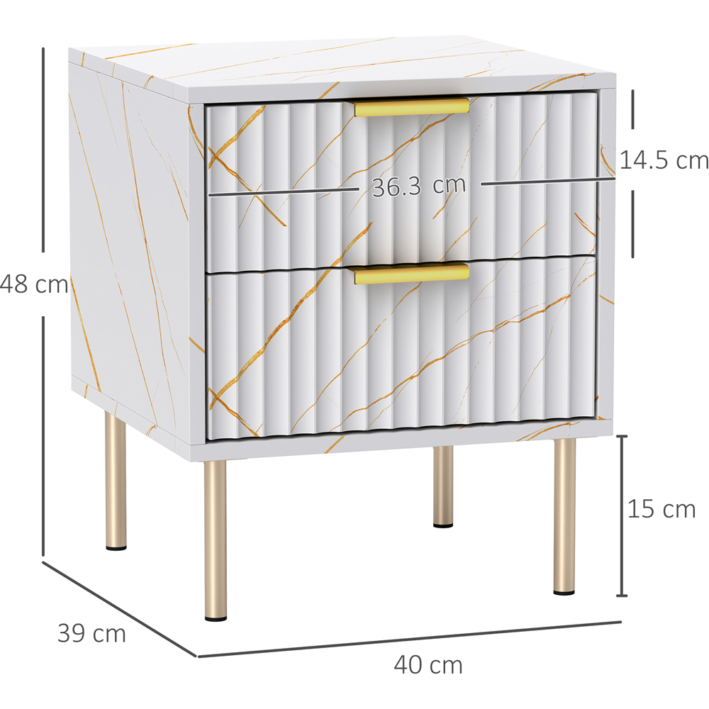 Portland 2 Drawer White Bedside Table Image 9