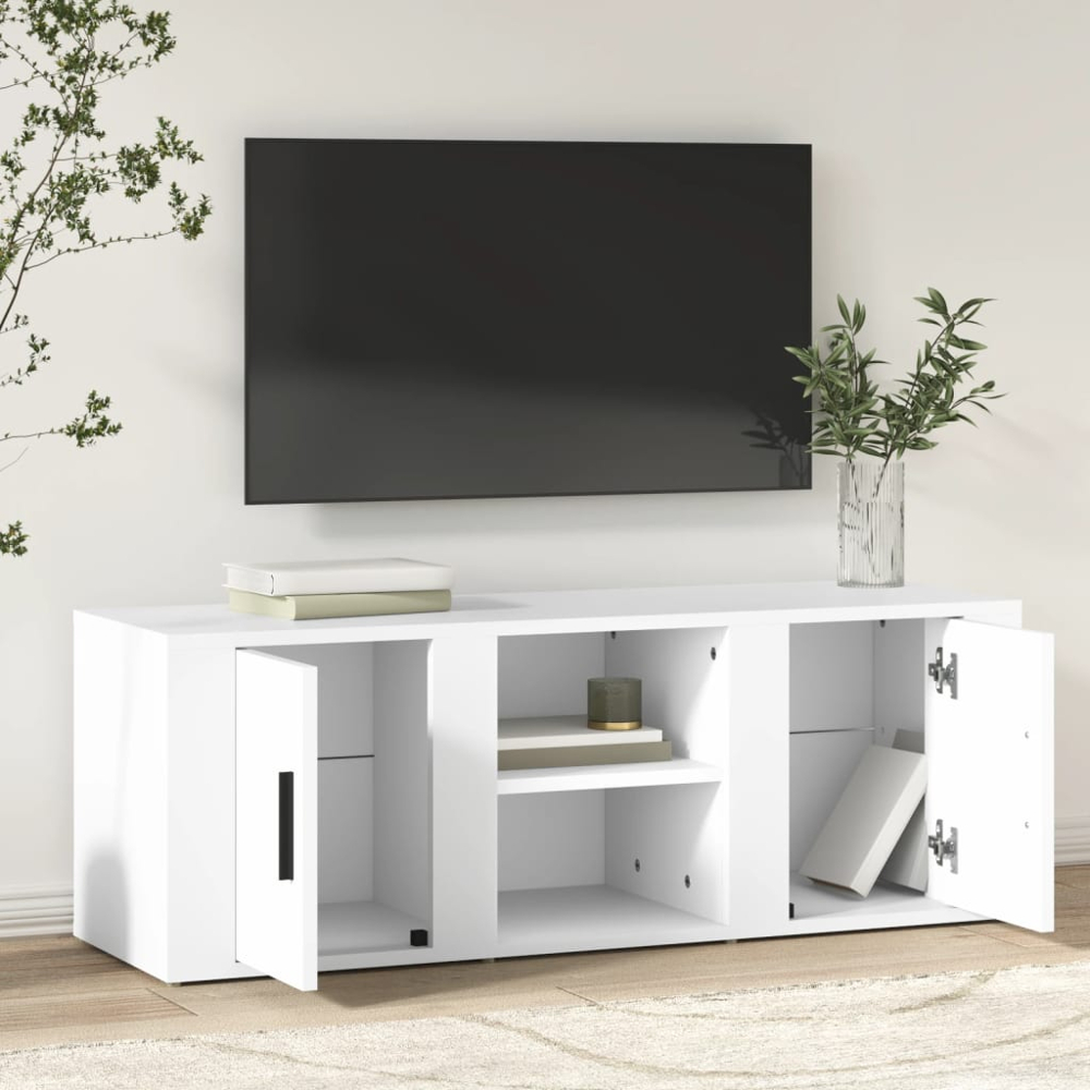 vidaXL 2 Door 2 Shelf White TV Cabinet Image 7